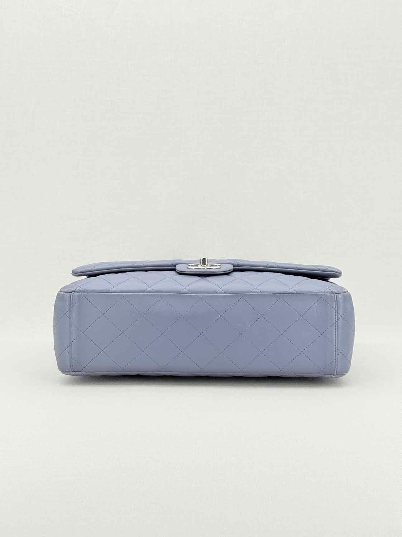 CHANEL Classic Double Flap Grey Quilted Shoulder Bag