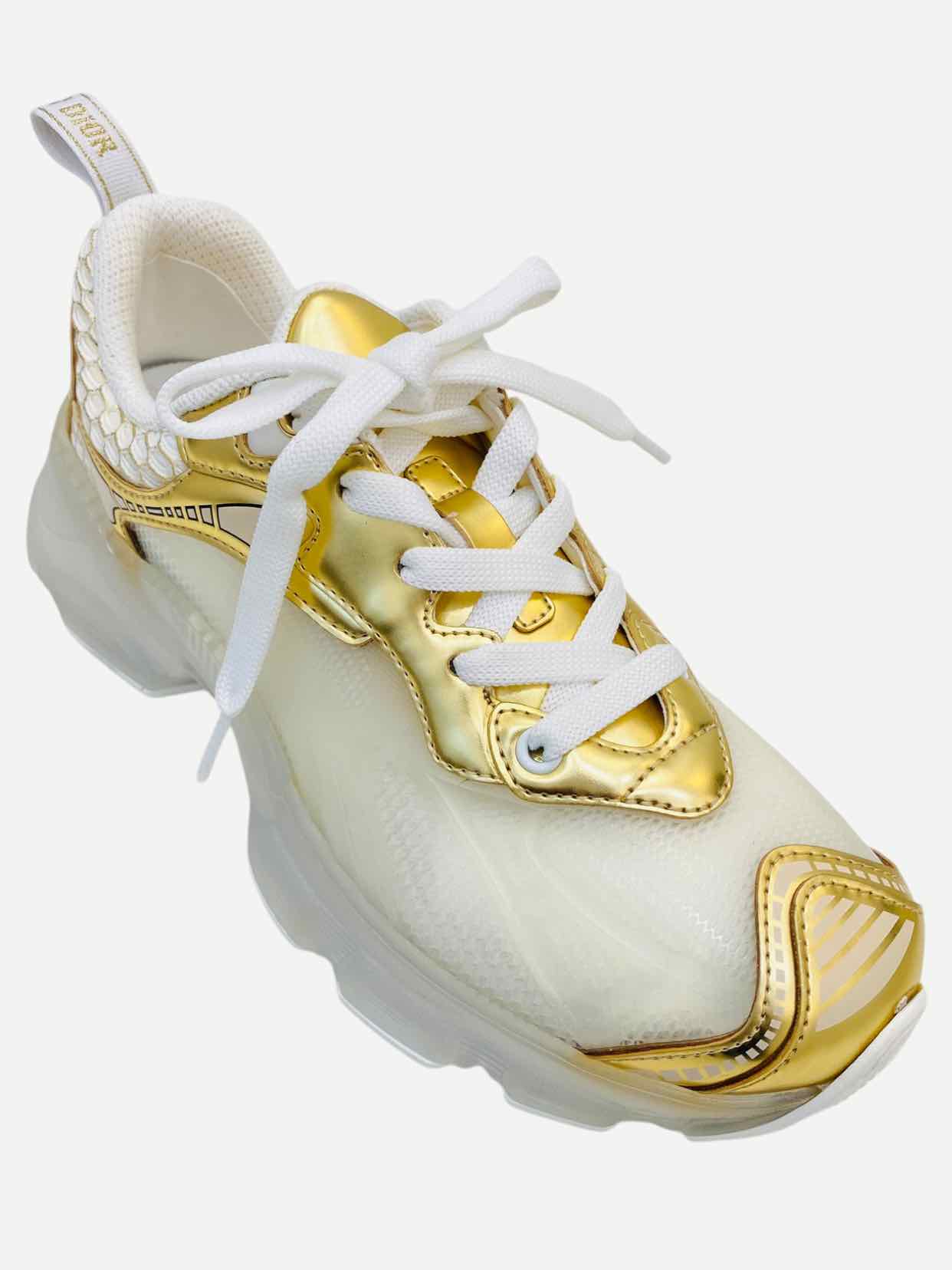 CHRISTIAN DIOR Vibe White & Gold Sneakers