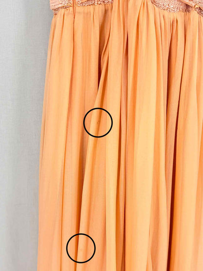 RACHEL GILBERT Cross Peach Cutout Size US 8 Long Dress