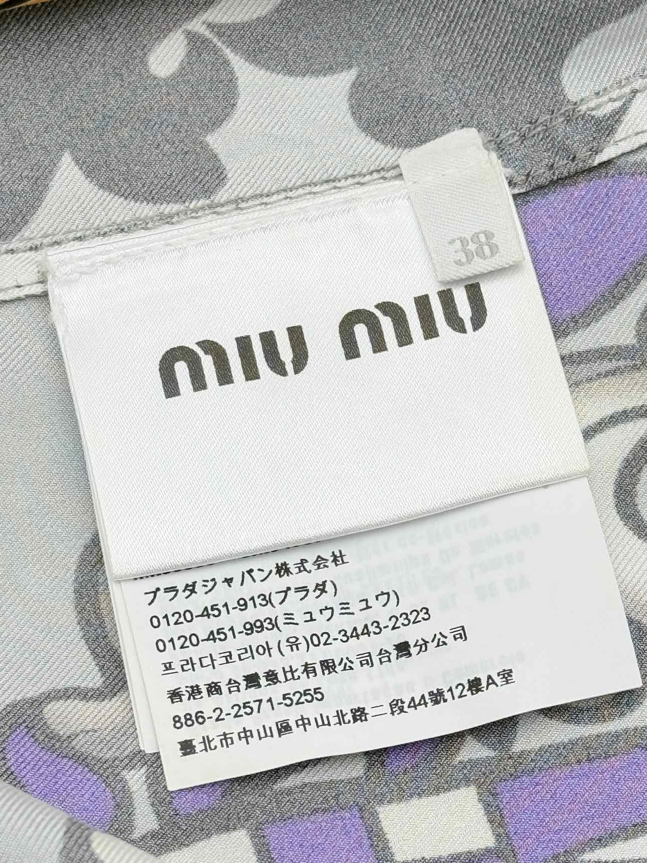 MIU MIU Grey Multicolor Sword Print Size US 2 Shirt
