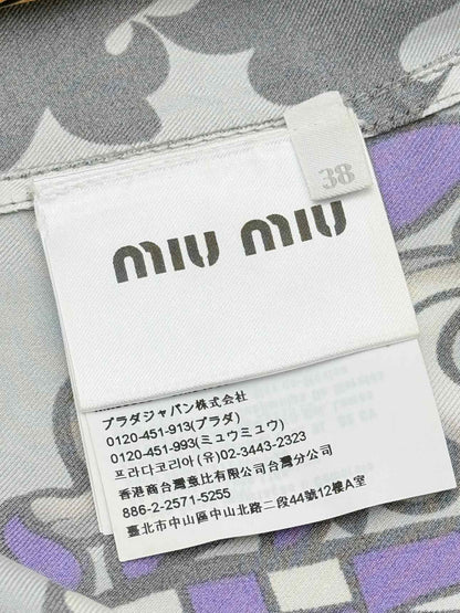 MIU MIU Grey Multicolor Sword Print Size US 2 Shirt
