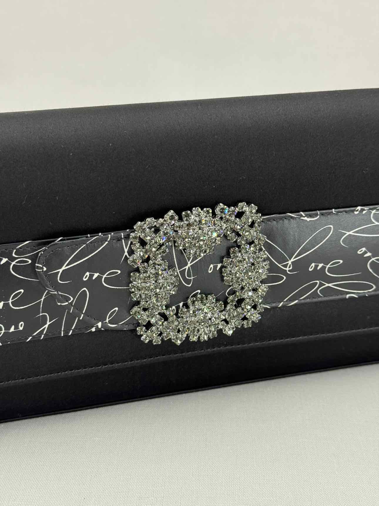 MANOLO BLAHNIK Envelope Black Clutch