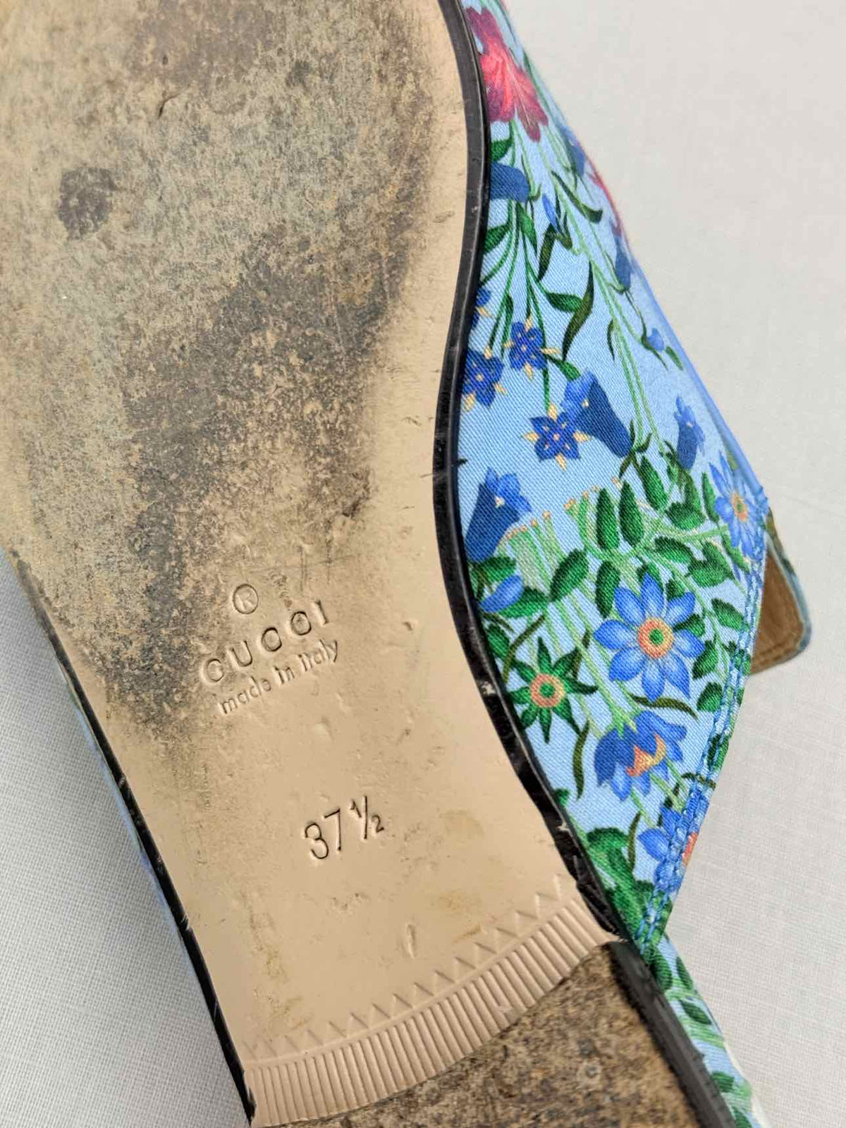 GUCCI Princetown Blue Multicolor Size EU 37.5 Mules