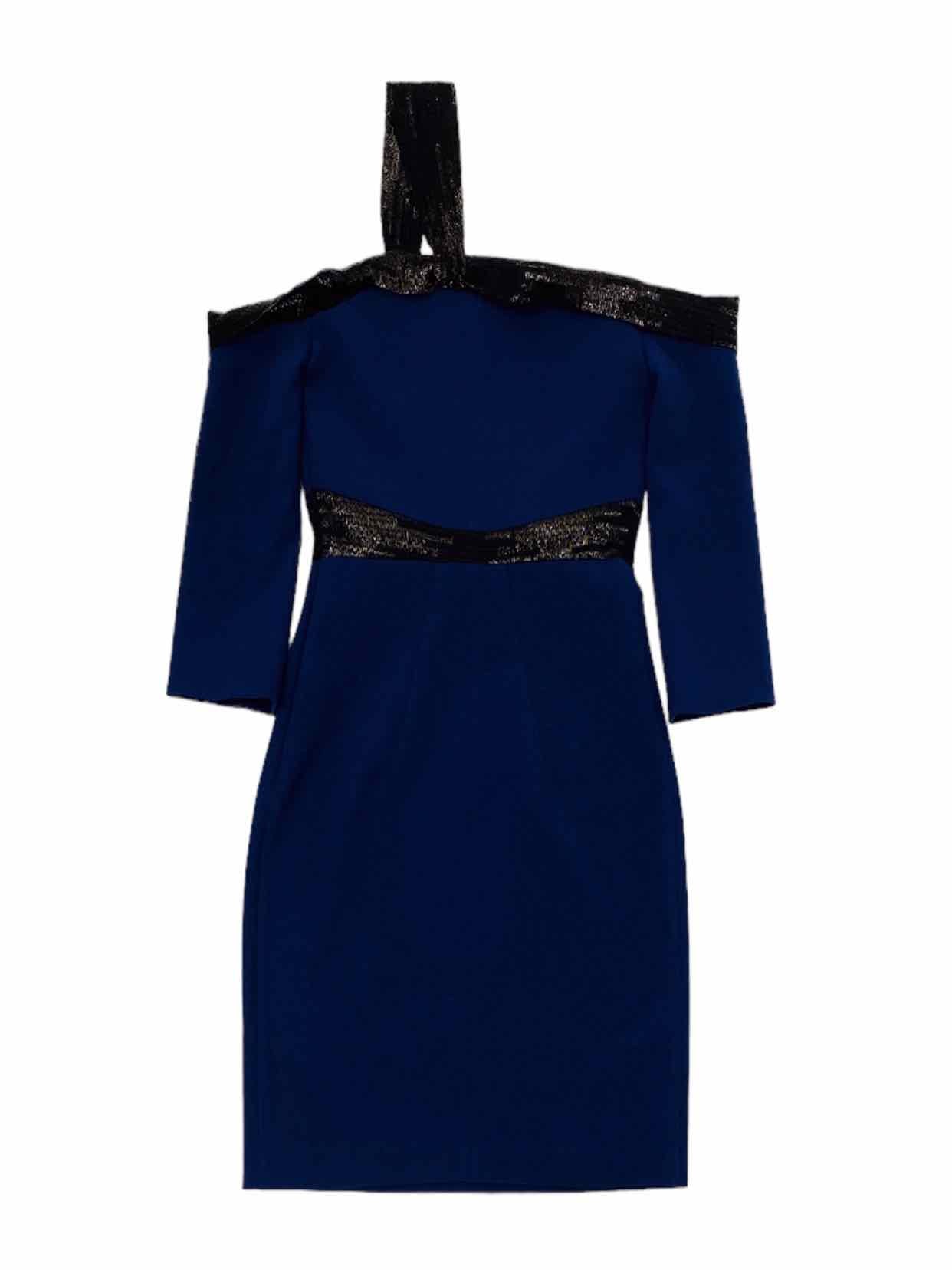 SAFIYAA Off Shoulder Navy Blue w/ Black Mini Dress