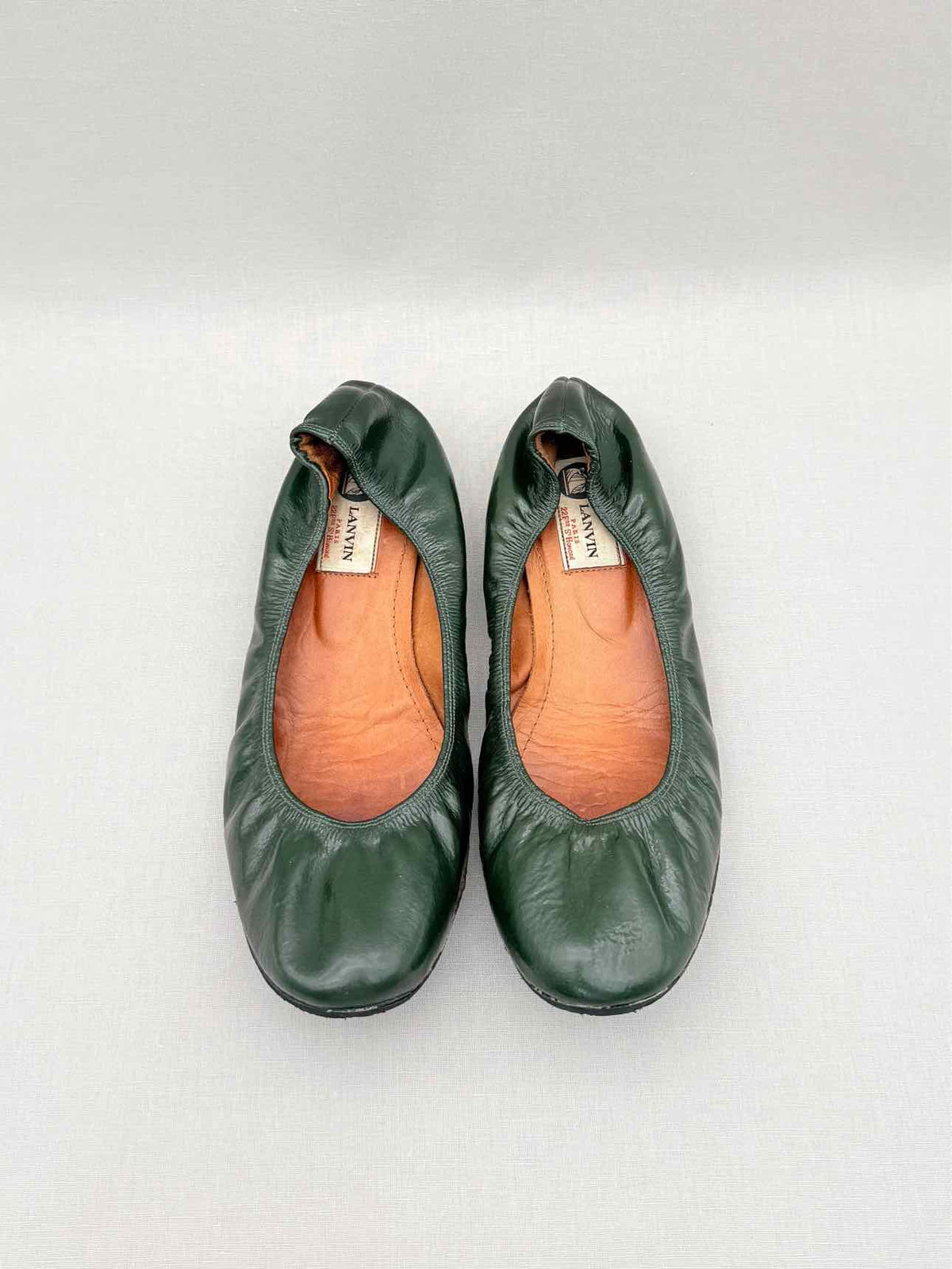 LANVIN Scrunch Green Size EU 38 Ballet Flats