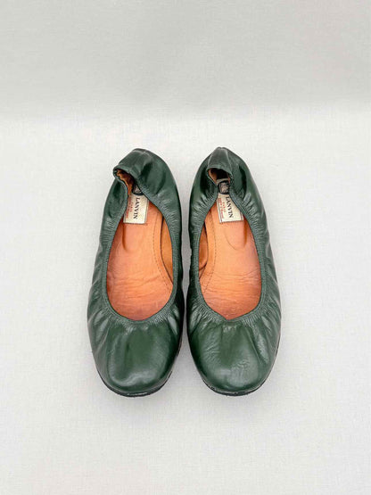 LANVIN Scrunch Green Size EU 38 Ballet Flats