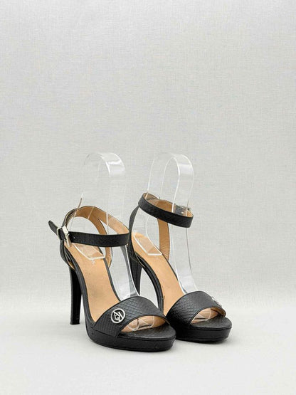 ARMANI JEANS Black Textured Size EU 38 Heeled Sandals