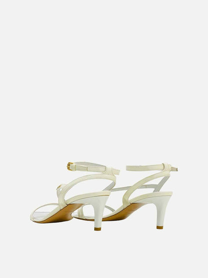 LOUIS VUITTON Signature White Heeled Sandals 38