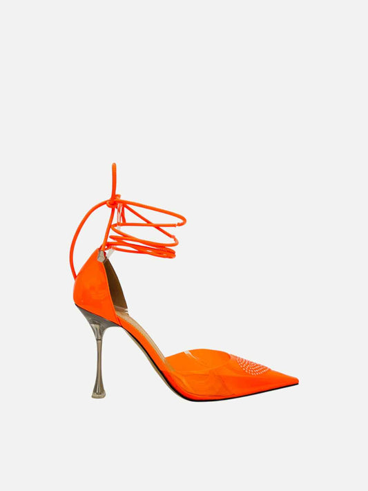 MACH & MACH Heart Crystal Orange Heeled Sandals 39