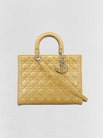 DIOR Lady Dior Beige Cannage Top Handle