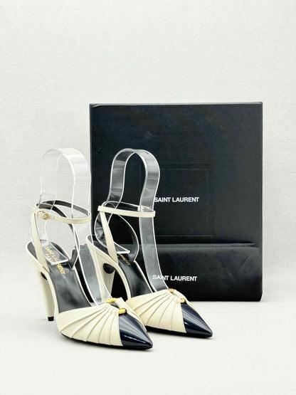 SAINT LAURENT Black & Cream Size EU 36 Heeled Sandals
