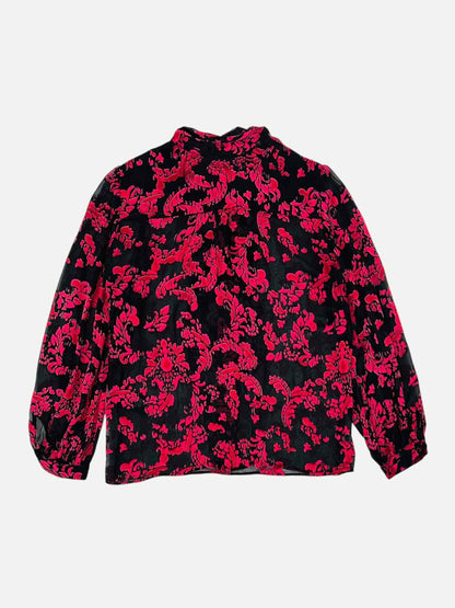 ALICE + OLIVIA Sheer Black & Pink Size XSmall Blouse