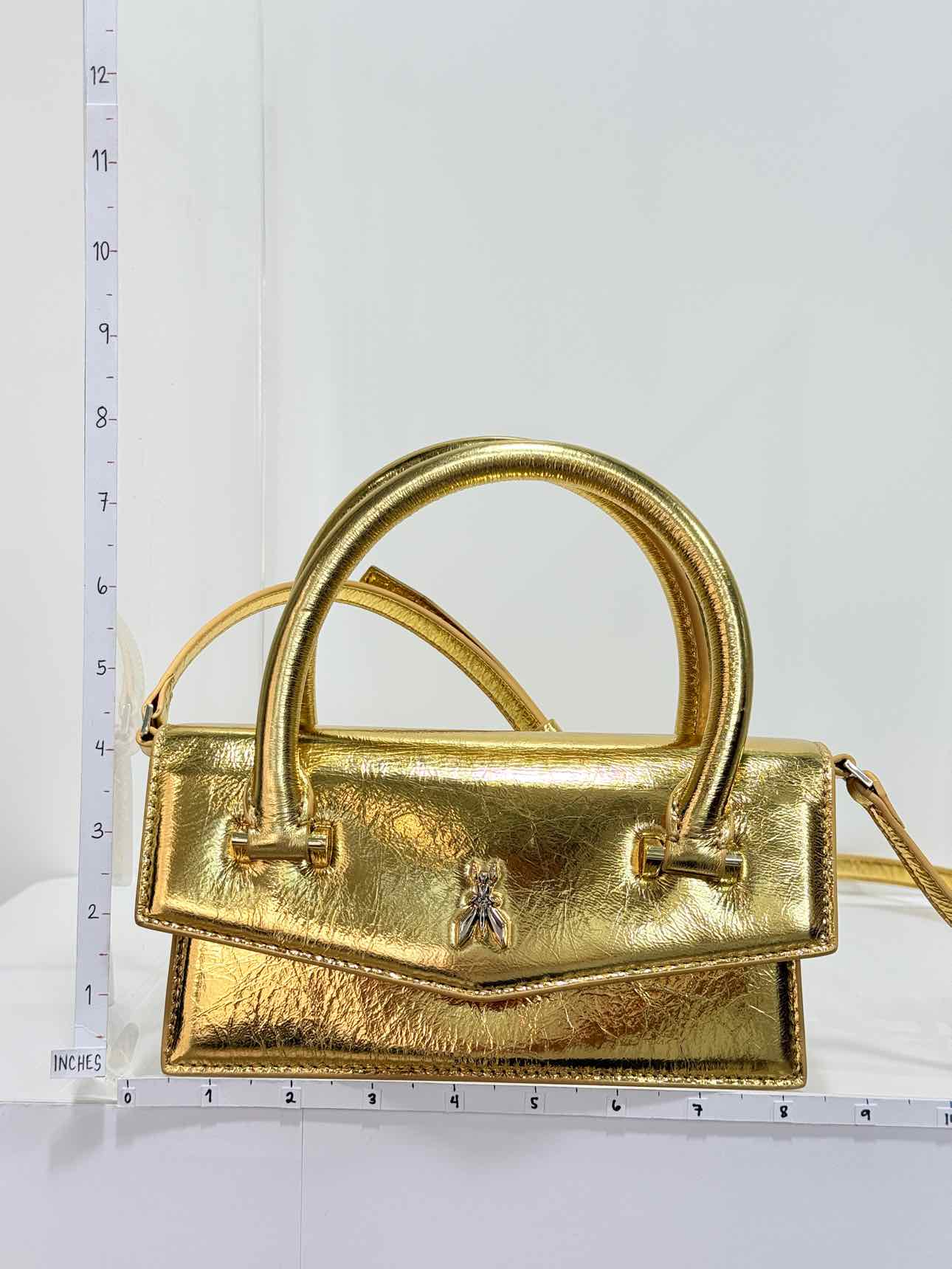 PATRIZIA PEPE Fly Bamby Metallic Gold Top Handle
