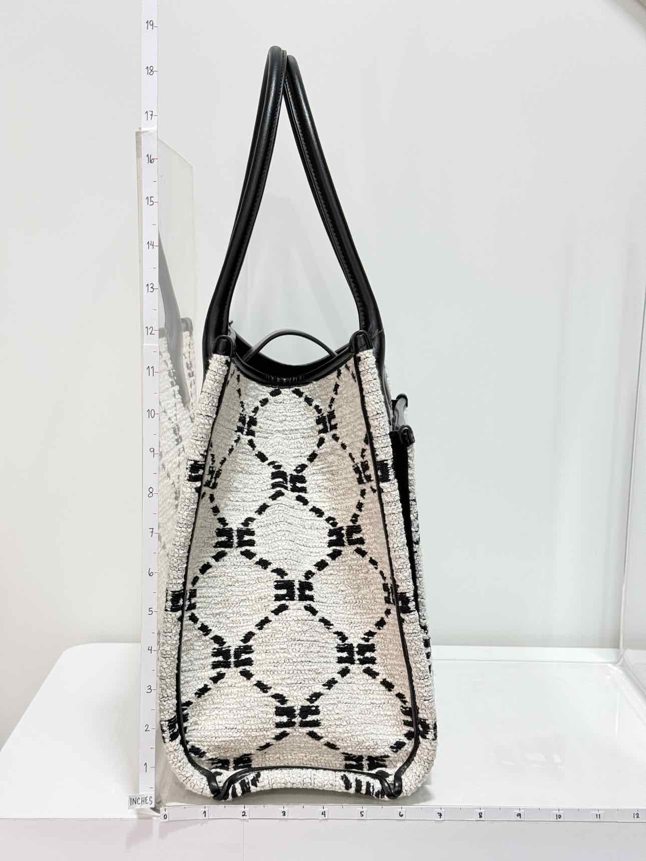 ELISABETTA FRANCHI White & Black EF Monogram Tote Bag