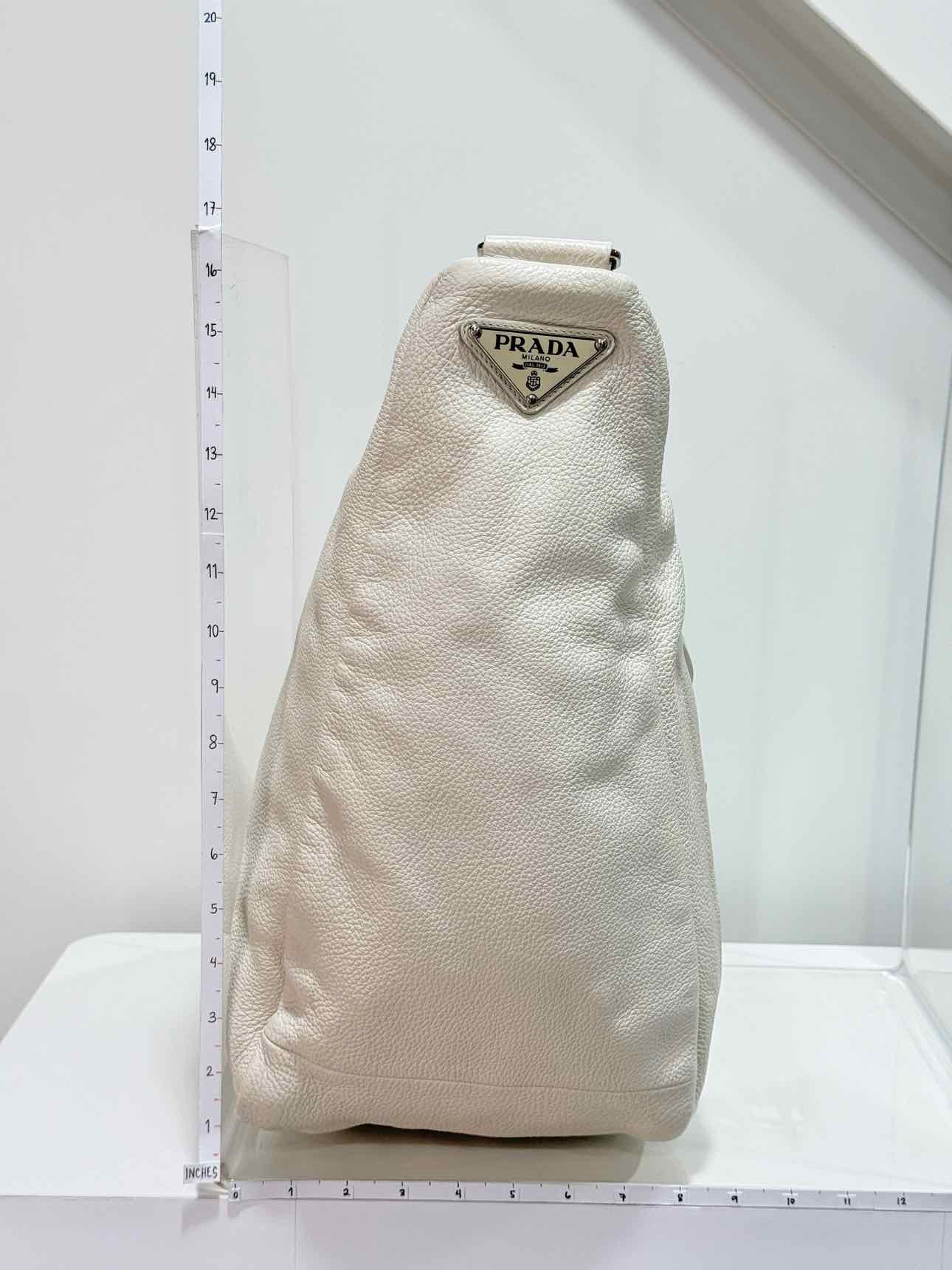PRADA Triangle Off-white Shoulder Bag