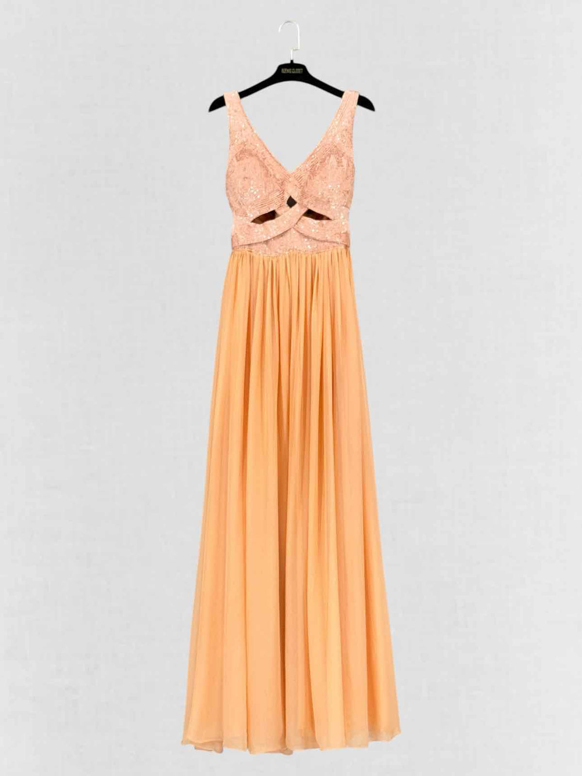 RACHEL GILBERT Cross Peach Cutout Size US 8 Long Dress