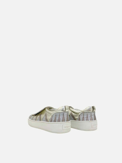 SERGIO ROSSI Blair Metallic Silver Sneakers 41