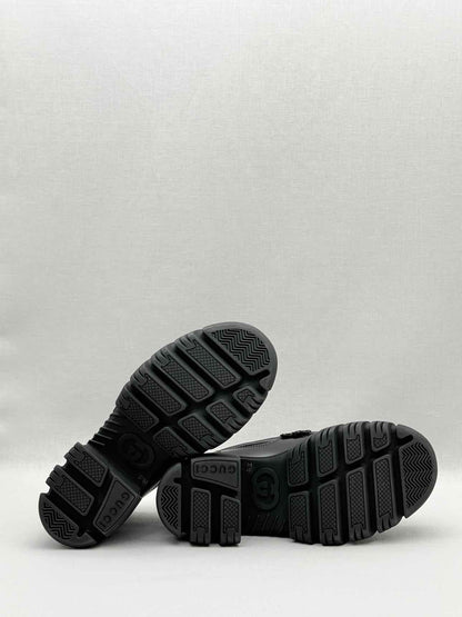 GUCCI Lug Sole Black Horsebit Size EU 37.5 Loafers