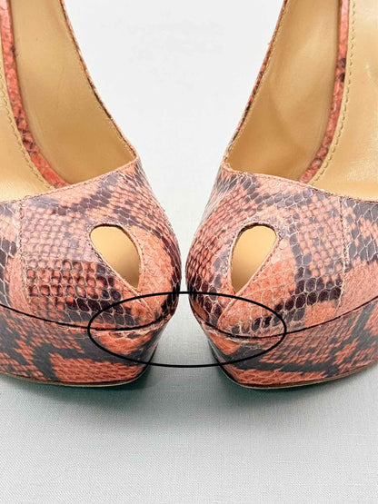 SERGIO ROSSI Pink & Brown Snakeskin Size EU 37 Pumps