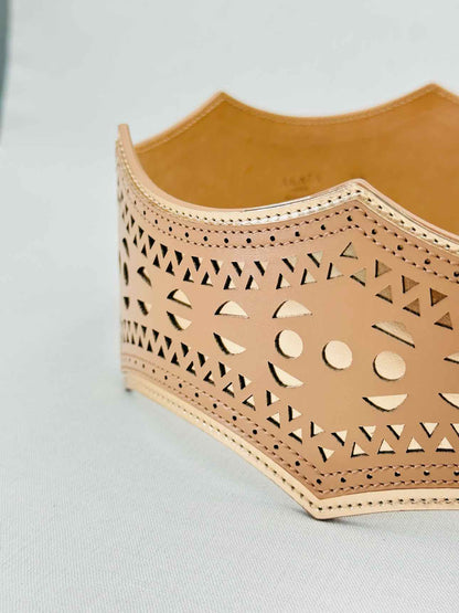 ALAIA Beige & Gold Belt