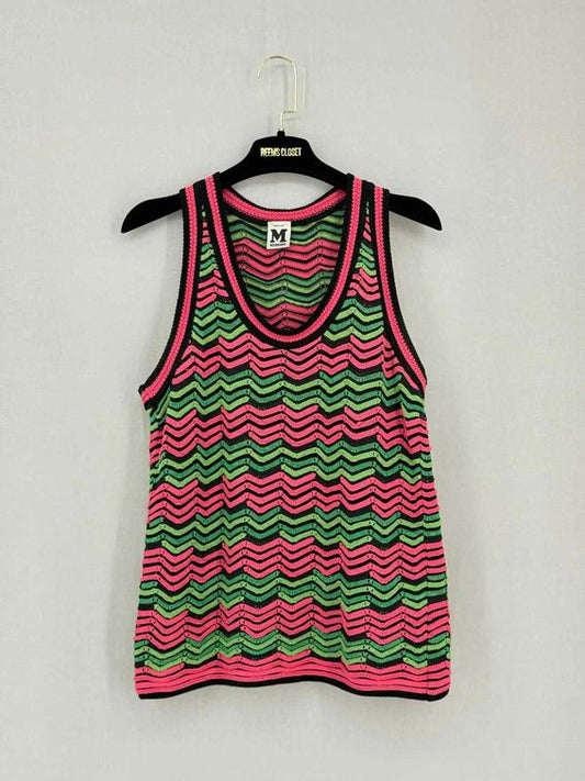 M MISSONI Pink Multicolor Zigzag Size US 6 Top