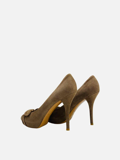 LOUIS VUITTON Peep Toe Khaki Pumps