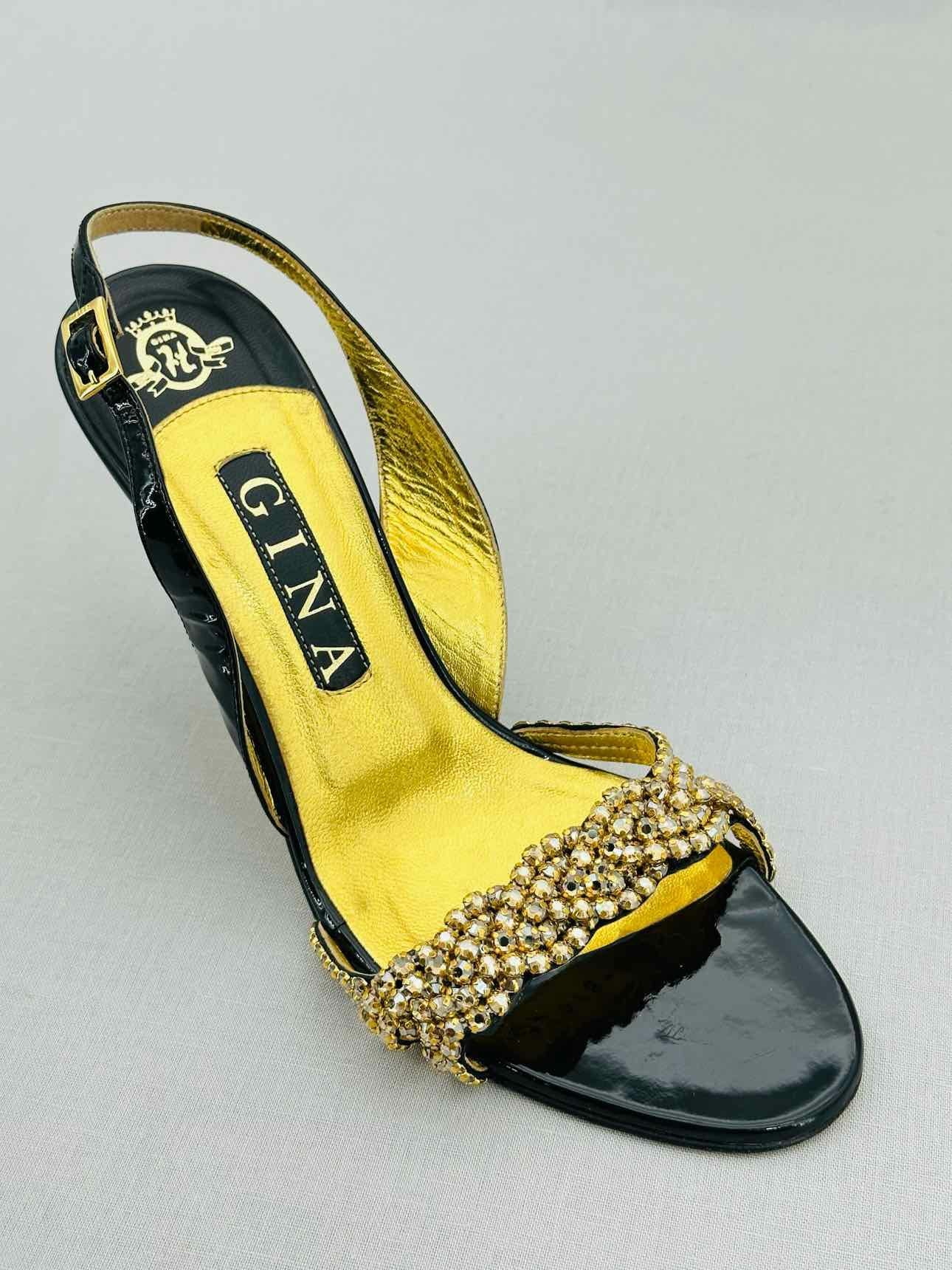 GINA Black & Gold Size EU 38.5 Heeled Sandals