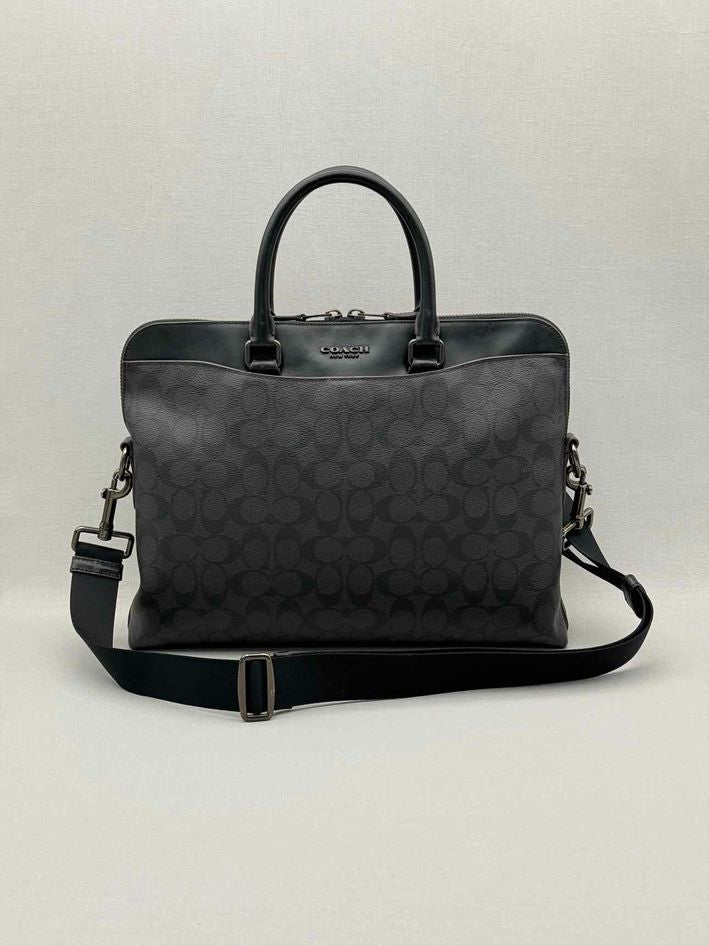 COACH Beckett Slim Black Signature Laptop Bag