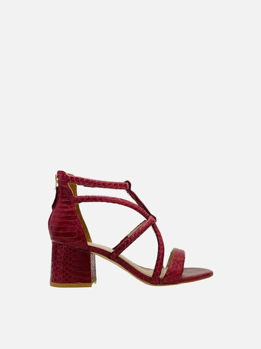 SANDRO Gladiator Red Embossed Heeled Sandals