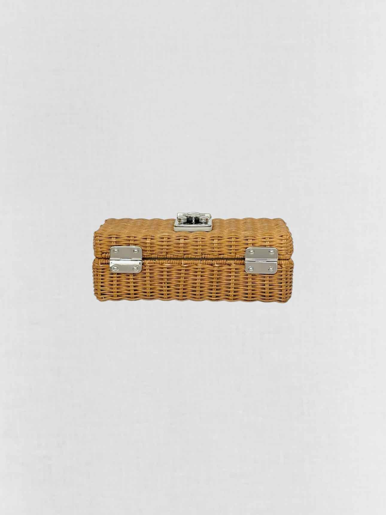 MIU MIU Midollino Brown w/ White Woven Clutch