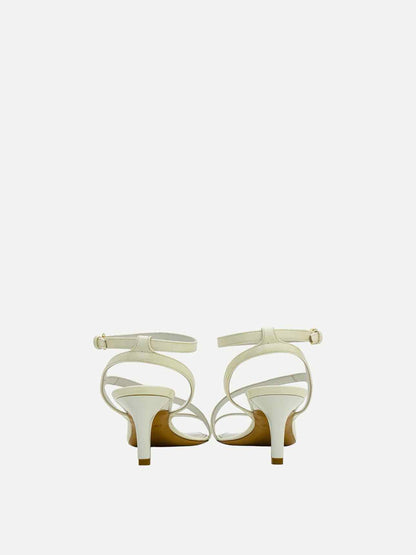 LOUIS VUITTON Signature White Heeled Sandals 38