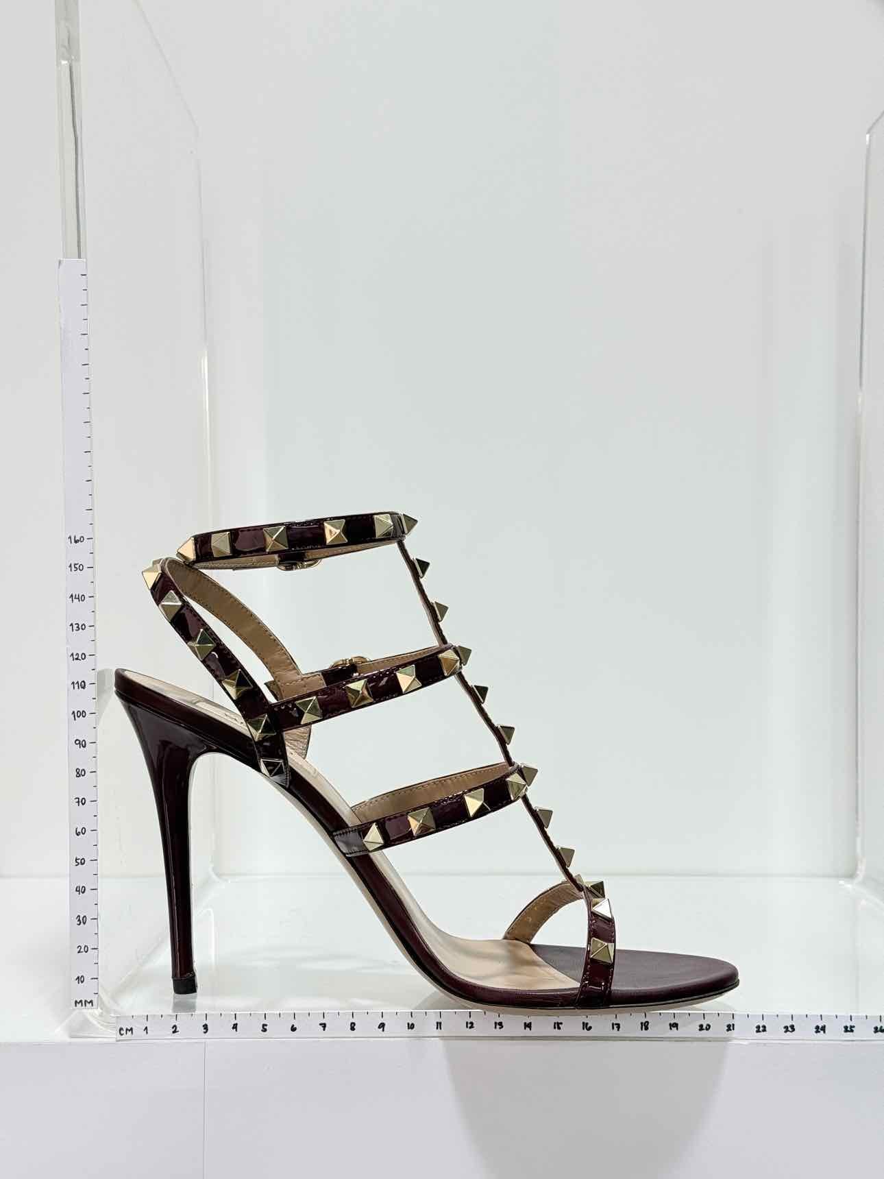 VALENTINO Rockstud Burgundy Size EU 39 Heeled Sandals