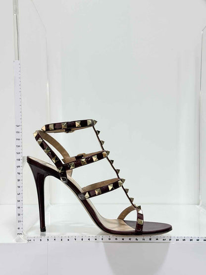 VALENTINO Rockstud Burgundy Size EU 39 Heeled Sandals