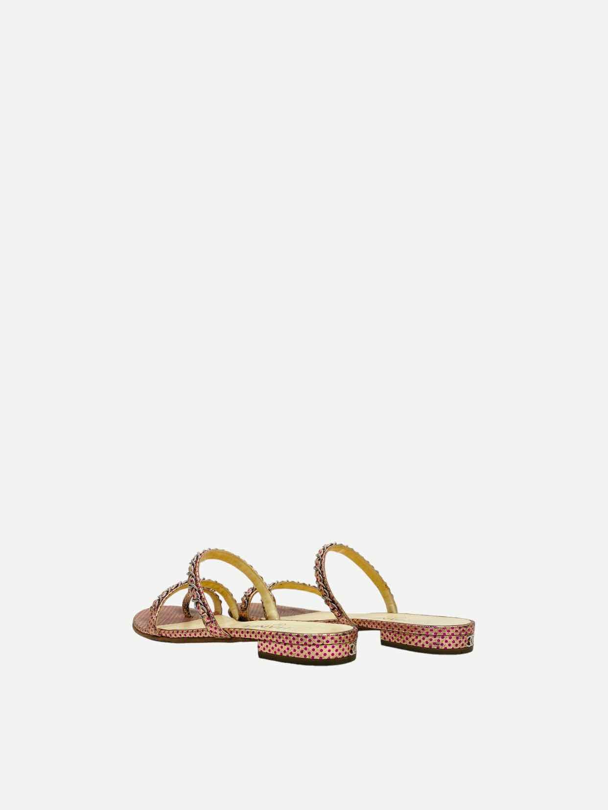 CHANEL Metallic Pink Sandals 37.5