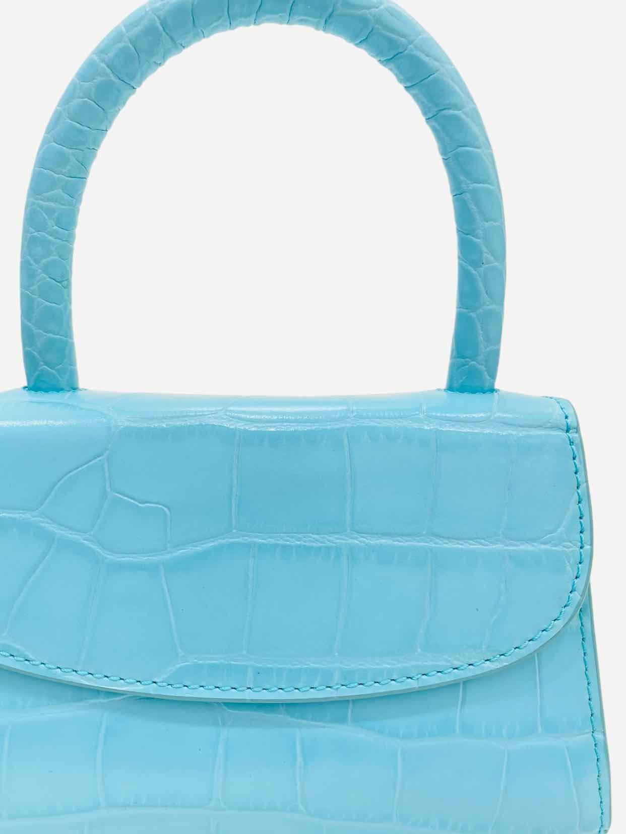 BY FAR Embossed Sky Blue Top Handle