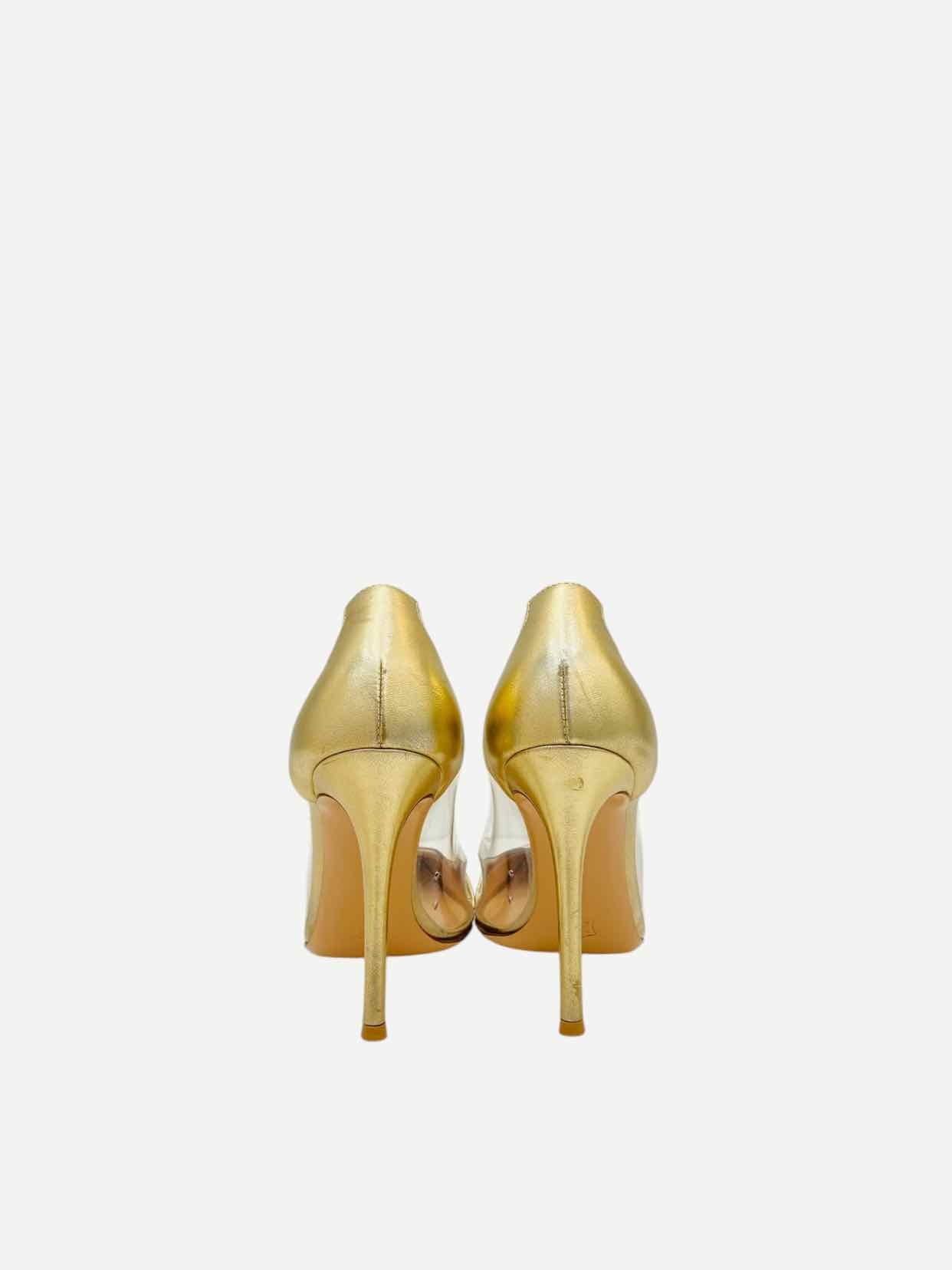 GIANVITO ROSSI Plexi Metallic Gold Size EU 37 Pumps