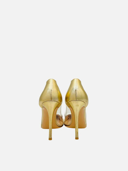 GIANVITO ROSSI Plexi Metallic Gold Size EU 37 Pumps