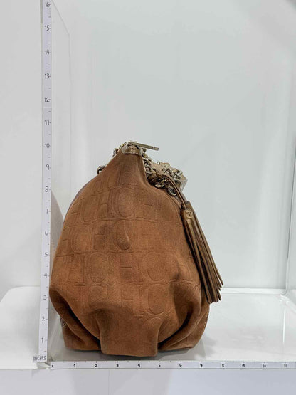 CAROLINA HERRERA Signature Brown Monogram Shoulder Bag