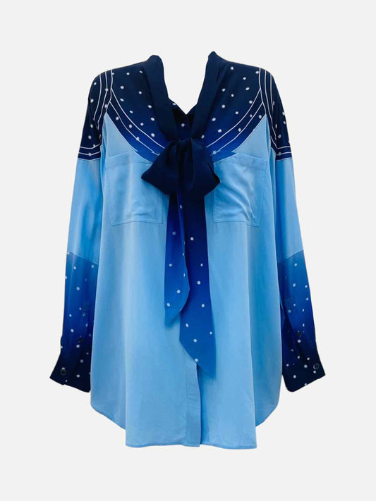 BURBERRY Tunic Blue Constellation Print Shirt