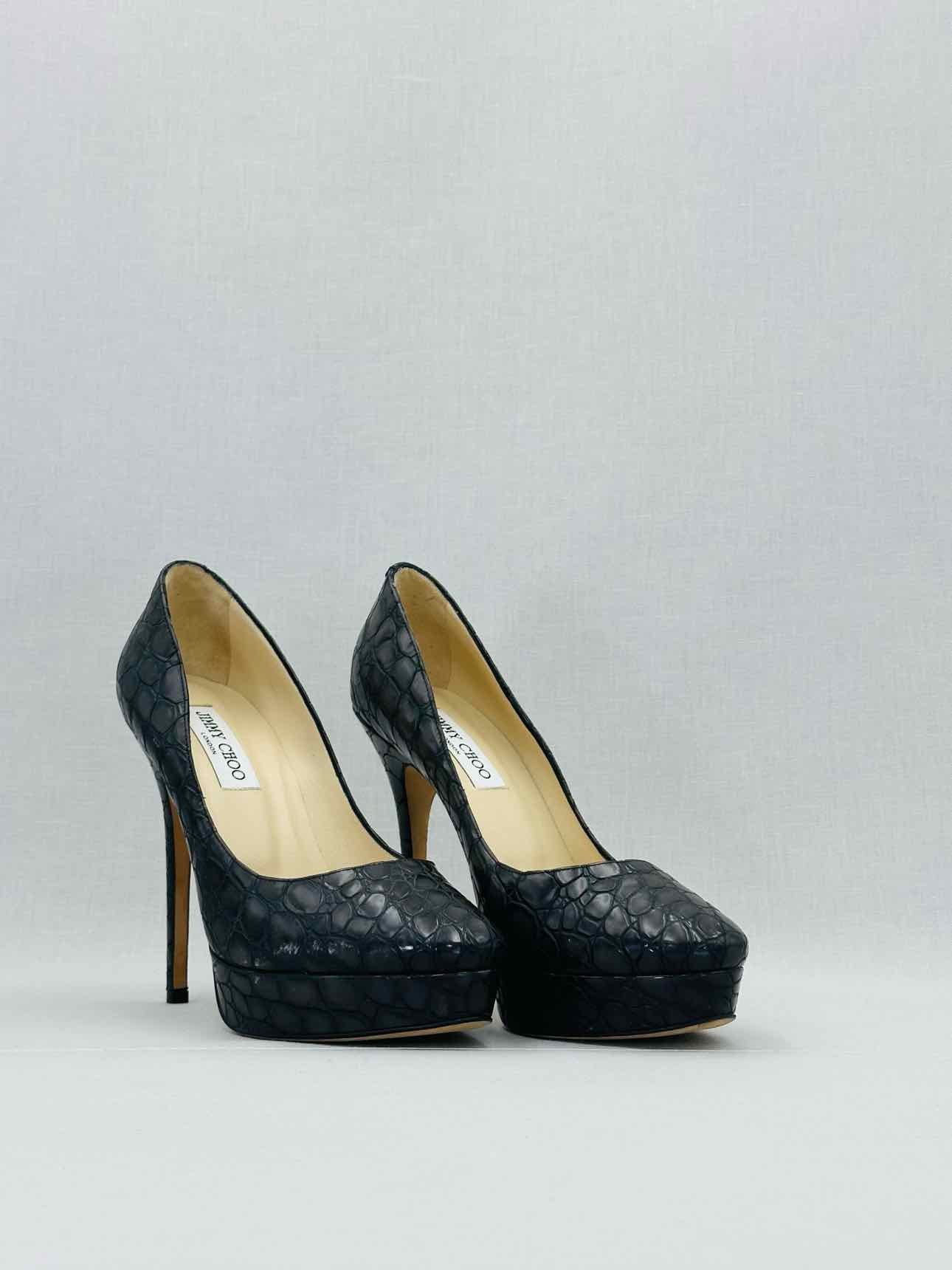 JIMMY CHOO Black Croco Embossed Size EU 40 Pumps