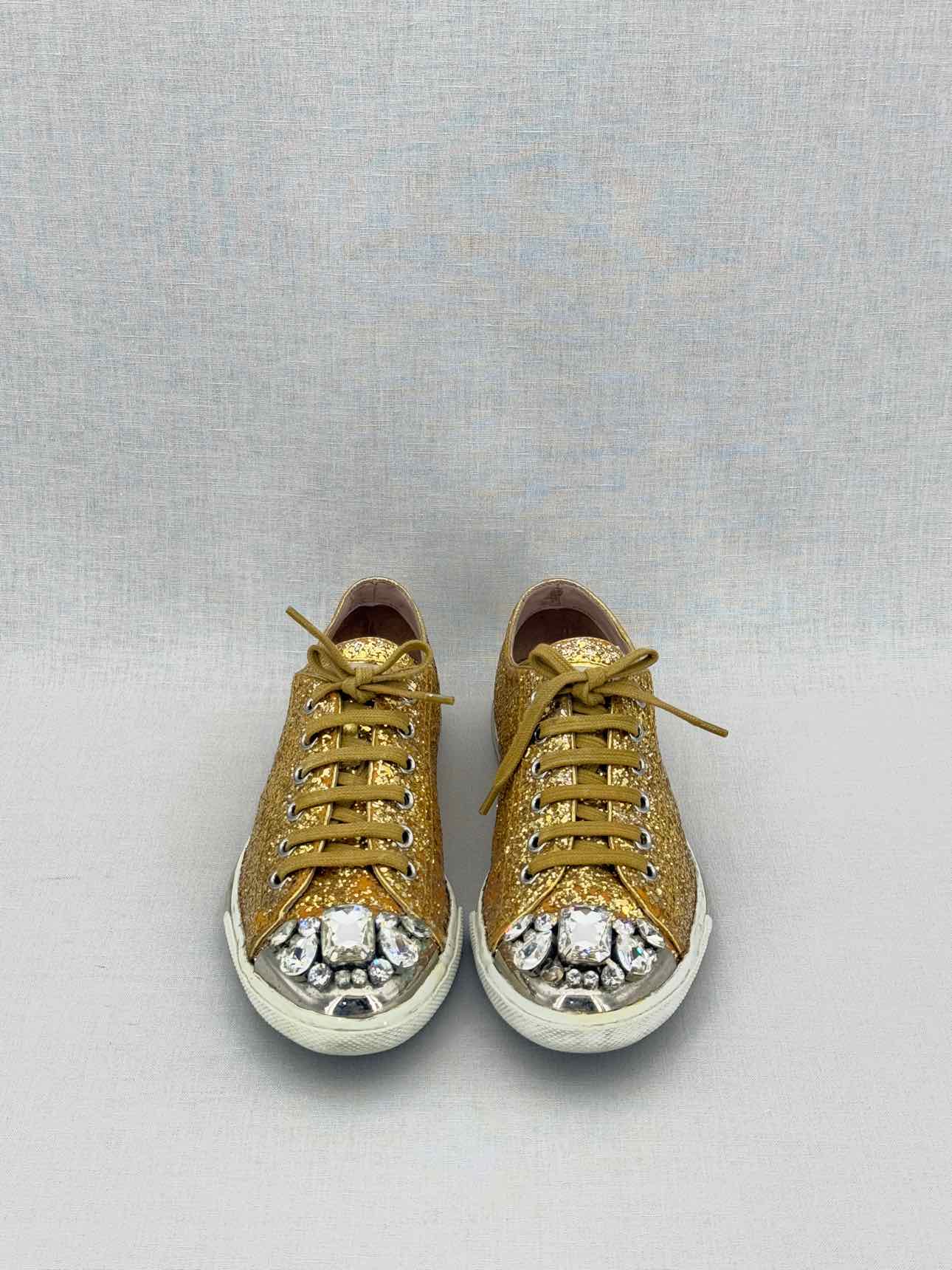MIU MIU Gold Size EU 38 Sneakers