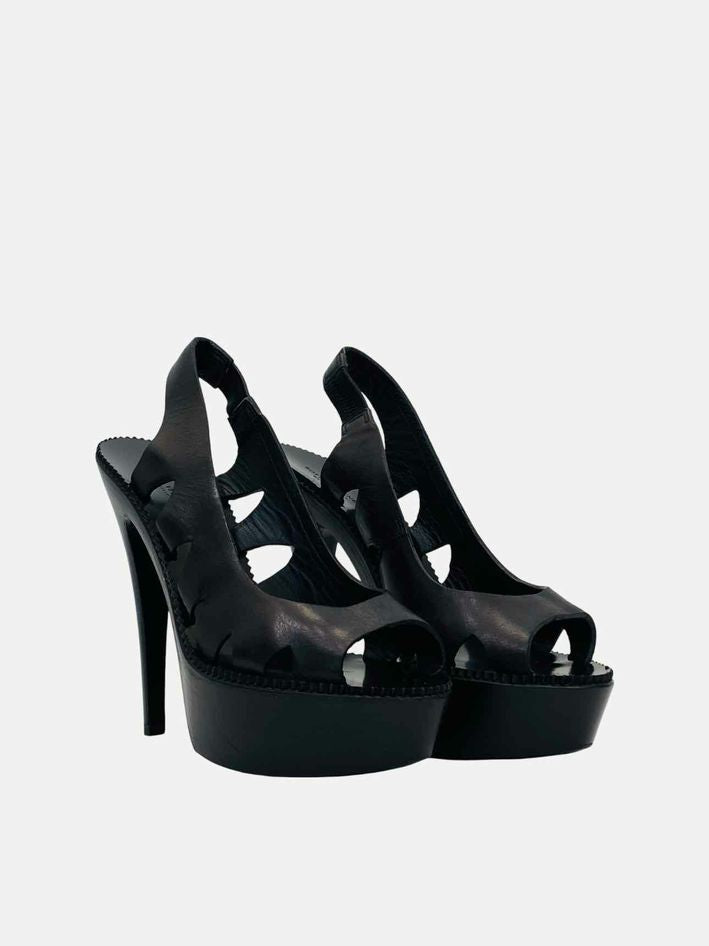 BOTTEGA VENETA Cutout Black Heeled Sandals