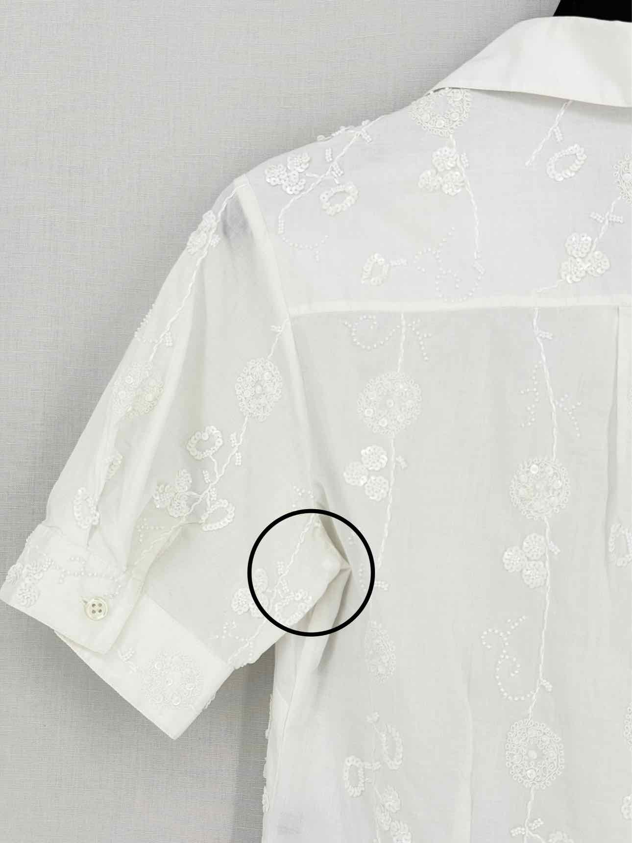 PAUL SMITH White Floral Embroidered Size US 6 Shirt