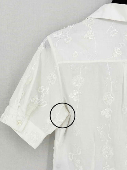 PAUL SMITH White Floral Embroidered Size US 6 Shirt