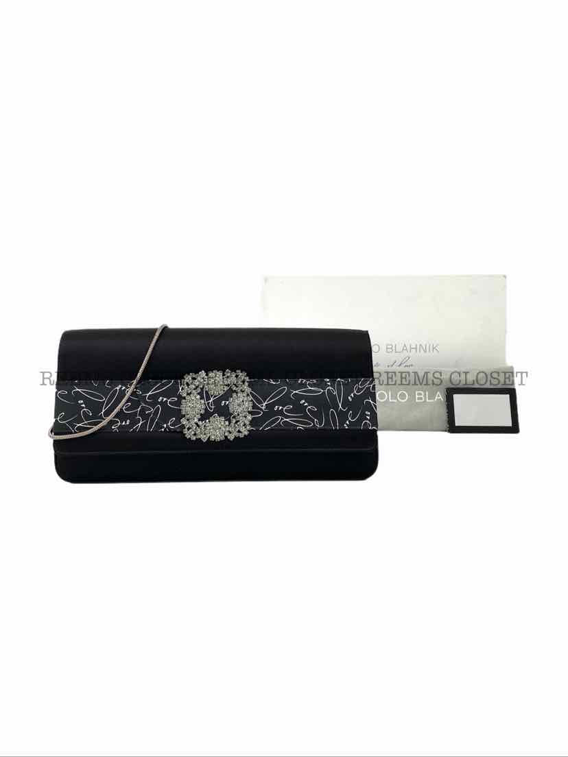 MANOLO BLAHNIK Envelope Black Clutch