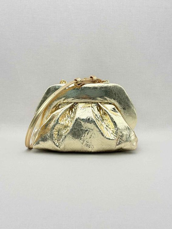 THEMOIRE Gea Pineapple Metallic Gold Clutch