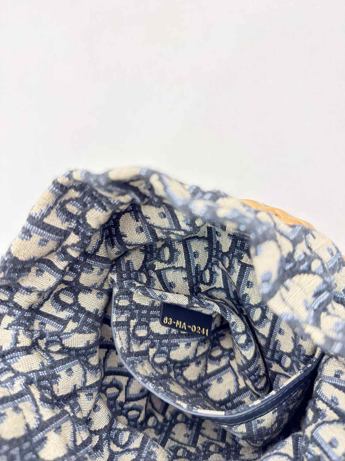 DIOR Wicker Blue & White Oblique Bucket Bag