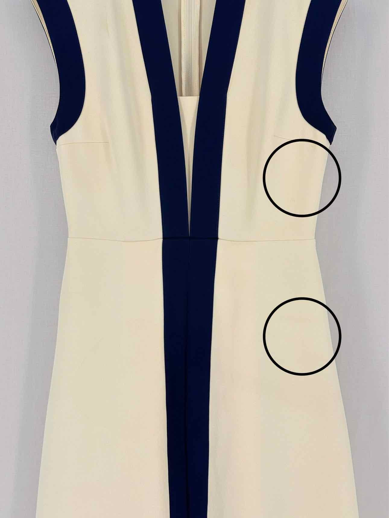 GUCCI Cream w/ Blue Contrast Trim Size Small Midi Dress