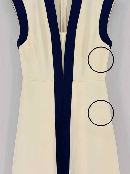 GUCCI Cream w/ Blue Contrast Trim Size Small Midi Dress