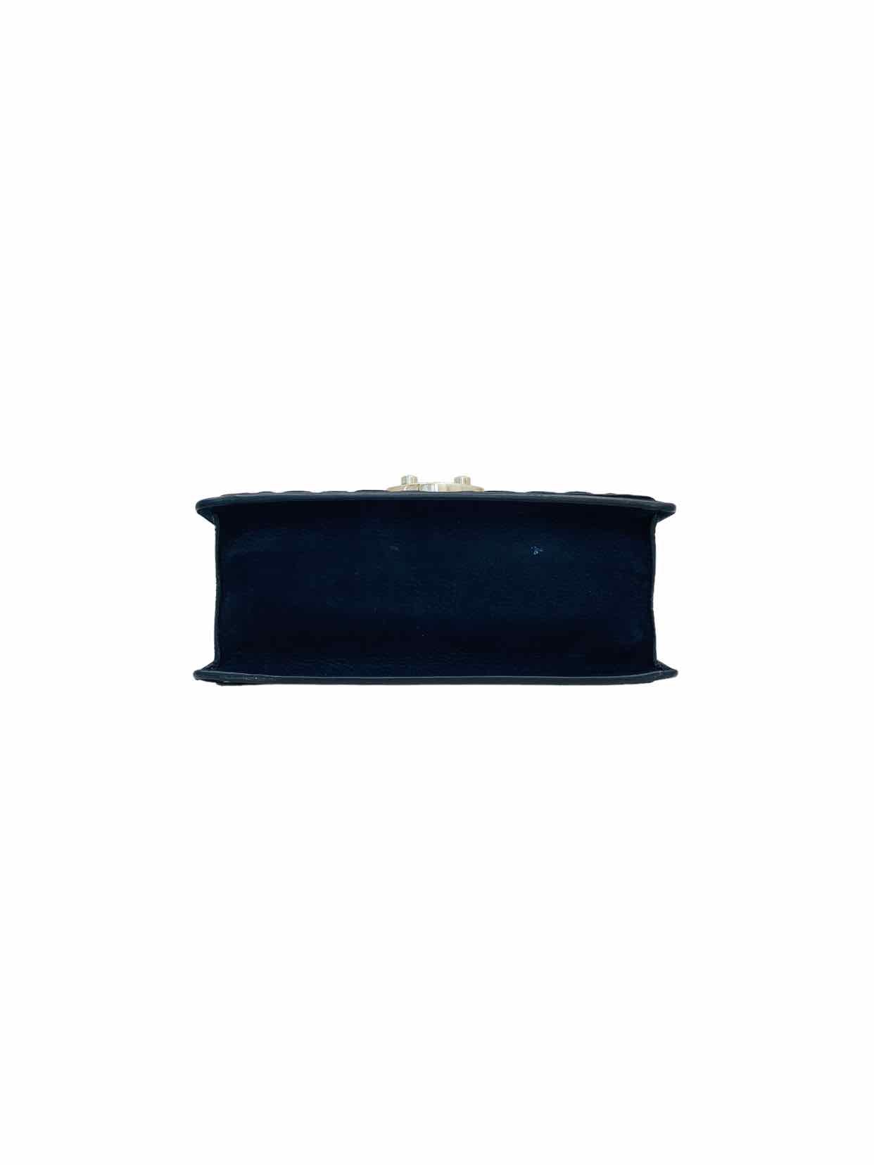 ASPREY Suede Navy Blue Quilted Top Handle